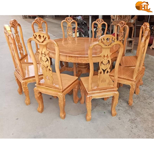 Bộ bàn ăn hoa lá tây bàn tròn